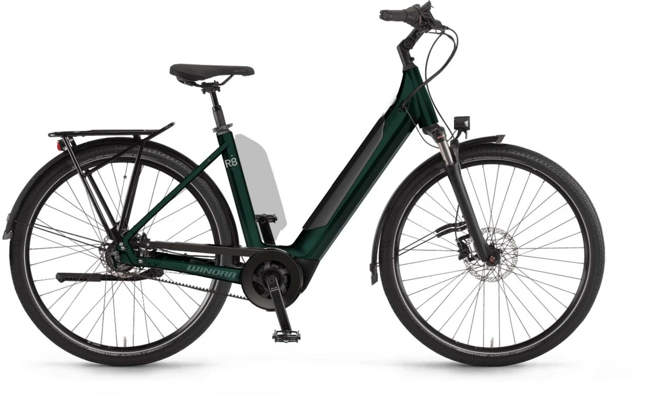 Winora Sinus R8f I625Wh Shadowgreen E-Bike Trekkingfiets Lage Instap 1 Winora Sinus R8f I625Wh Shadowgreen E-Bike Trekkingfiets Lage Instap