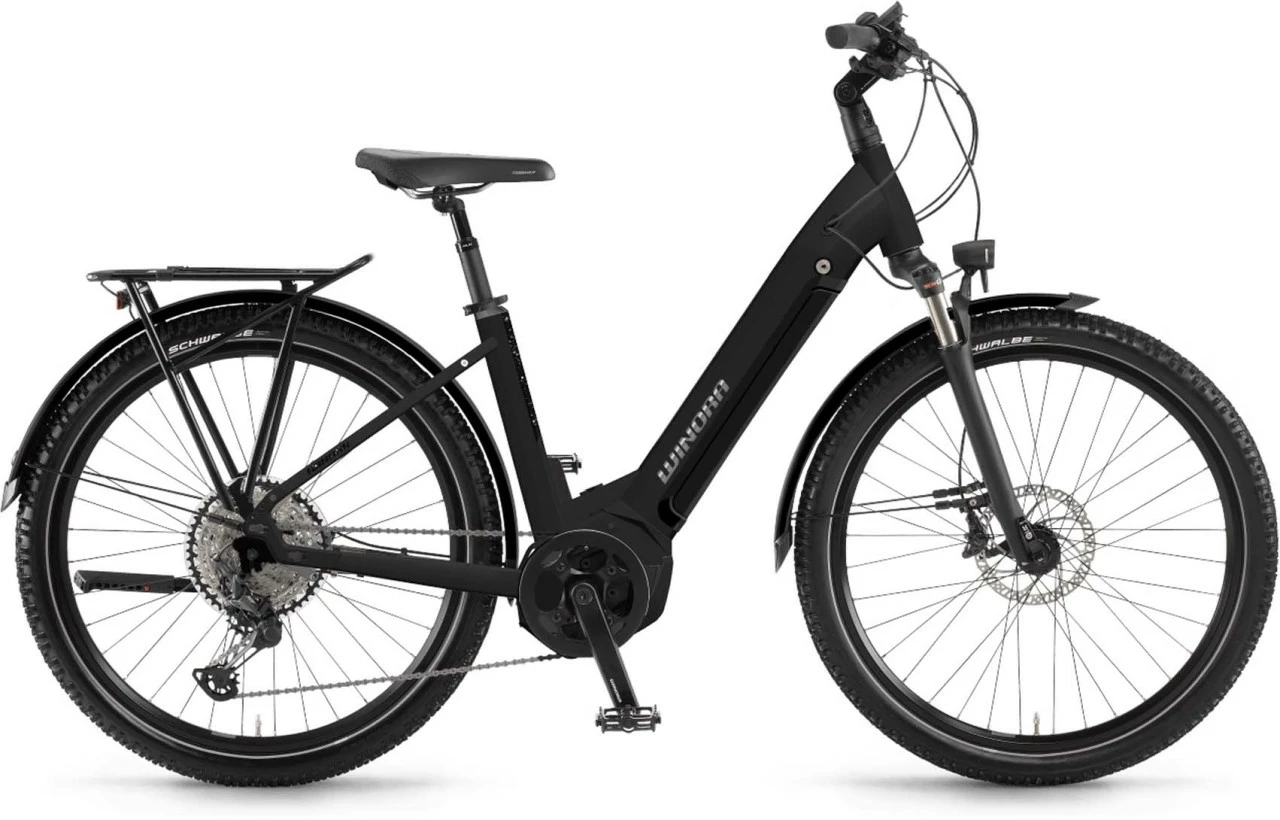 Winora Yucatan 12Pro I630Wh Schwarz Matt E-Bike Trekkingfiets Lage Instap 1 Winora Yucatan 12Pro I630Wh Schwarz Matt E-Bike Trekkingfiets Lage Instap