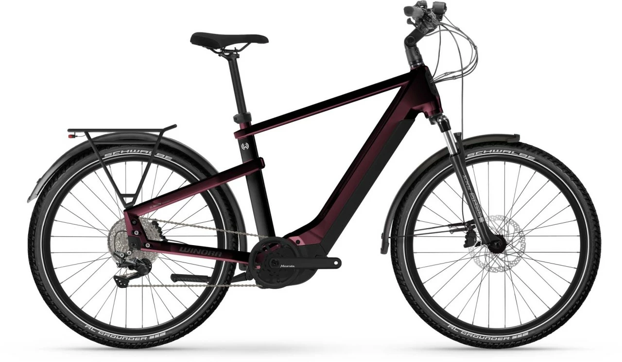 Winora Yakun X10E Darkred E-Bike Trekkingfiets Heren 1 Winora Yakun X10E Darkred E-Bike Trekkingfiets Heren