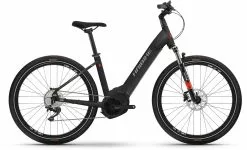 Haibike Trekking 6 Cross Matte Blk Red Reflex E-Bike Crossfiets Lage Instap